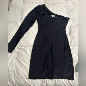 Asymmetrical superdown mini dress